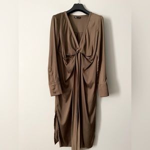 Zara Taupe Satin Dress